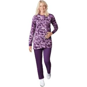 AmeriMark Comfortable Henley and Pant Set Women’s Soft Long Sleeve Top and Pants Cozy Clothing and Lounge Set(Monotone)