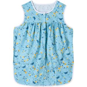 AmeriMark Easy-Care Snap Front Cobbler Aprons Vest with Two Patch Pockets(Butterfly Floral)