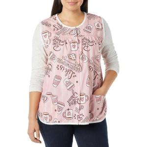 AmeriMark Easy-Care Snap Front Cobbler Aprons Vest with Two Patch Pockets(Coffee)