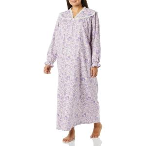 AmeriMark Women Full-Length Flannel Nightgown Pajamas – Lightweight Warm Cotton Night Gown for Sleeping – Long Sleeve PJs(Soft Lilac)