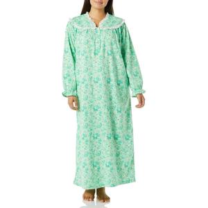 AmeriMark Women Full-Length Flannel Nightgown Pajamas – Lightweight Warm Cotton Night Gown for Sleeping – Long Sleeve PJs(Soft Mint)
