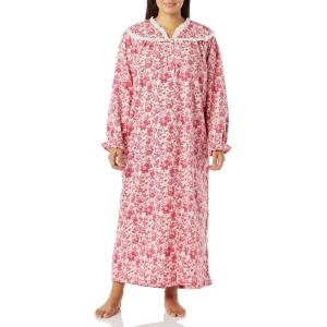 AmeriMark Women Full-Length Flannel Nightgown Pajamas – Lightweight Warm Cotton Night Gown for Sleeping – Long Sleeve PJs(Soft Pink)