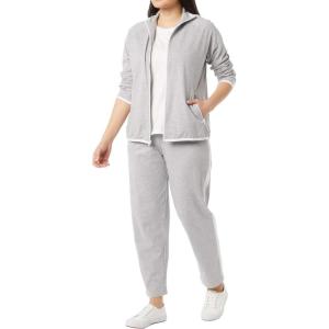 AmeriMark Women Striped Sweatsuit Set – Soft 2-Piece Tracksuit Zip-up Jacket Elastic Waist Pants – Relaxed Athletic Outfit(Charcoal/Gray)