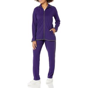 AmeriMark Women Striped Sweatsuit Set – Soft 2-Piece Tracksuit Zip-up Jacket Elastic Waist Pants – Relaxed Athletic Outfit(Purple Charcoal)