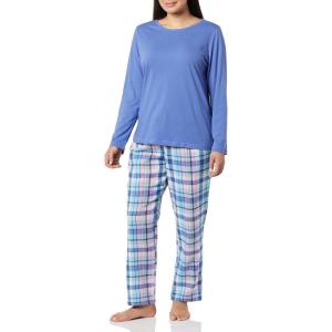 AmeriMark Women’s 2-Piece Flannel Pajama Set Nightwear for Sleeping Long Sleeve Cotton Loungewear Top and PJ Pants Sleepwear(Blue Topaz)