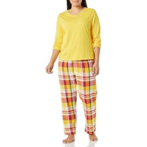 AmeriMark Women’s 2-Piece Flannel Pajama Set Nightwear for Sleeping Long Sleeve Cotton Loungewear Top and PJ Pants Sleepwear(Maize)