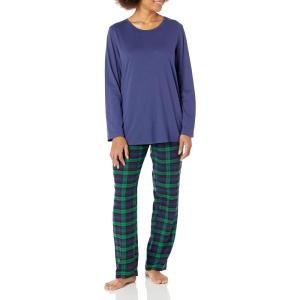AmeriMark Women’s 2-Piece Flannel Pajama Set Nightwear for Sleeping Long Sleeve Cotton Loungewear Top and PJ Pants Sleepwear(Navy)
