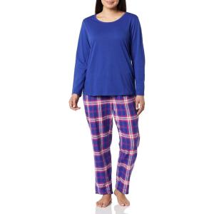 AmeriMark Women’s 2-Piece Flannel Pajama Set Nightwear for Sleeping Long Sleeve Cotton Loungewear Top and PJ Pants Sleepwear(Royal)