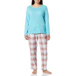 AmeriMark Women’s 2-Piece Flannel Pajama Set Nightwear for Sleeping Long Sleeve Cotton Loungewear Top and PJ Pants Sleepwear(Teal)