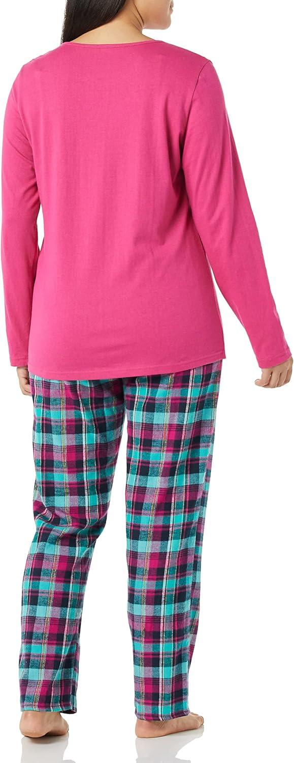 imageAmeriMark Womens 2Piece Flannel Pajama Set Nightwear for Sleeping Long Sleeve Cotton Loungewear Top and PJ Pants SleepwearBoysenberry