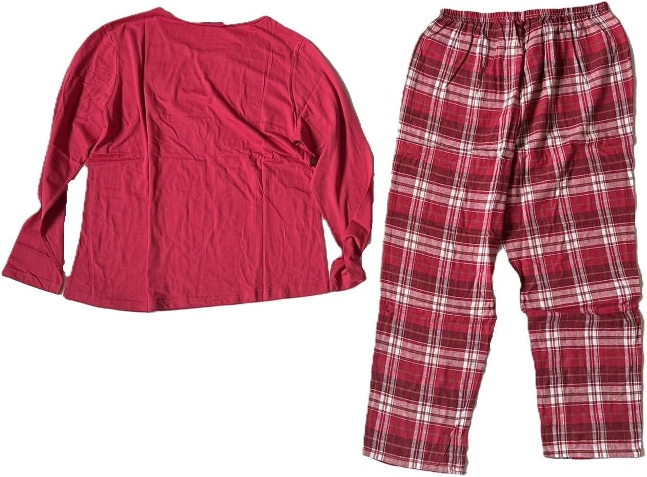 imageAmeriMark Womens 2Piece Flannel Pajama Set Nightwear for Sleeping Long Sleeve Cotton Loungewear Top and PJ Pants SleepwearFuschia