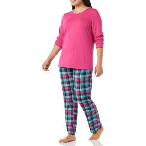 AmeriMark Women’s 2-Piece Flannel Pajama Set Nightwear for Sleeping Long Sleeve Cotton Loungewear Top and PJ Pants Sleepwear(Boysenberry)