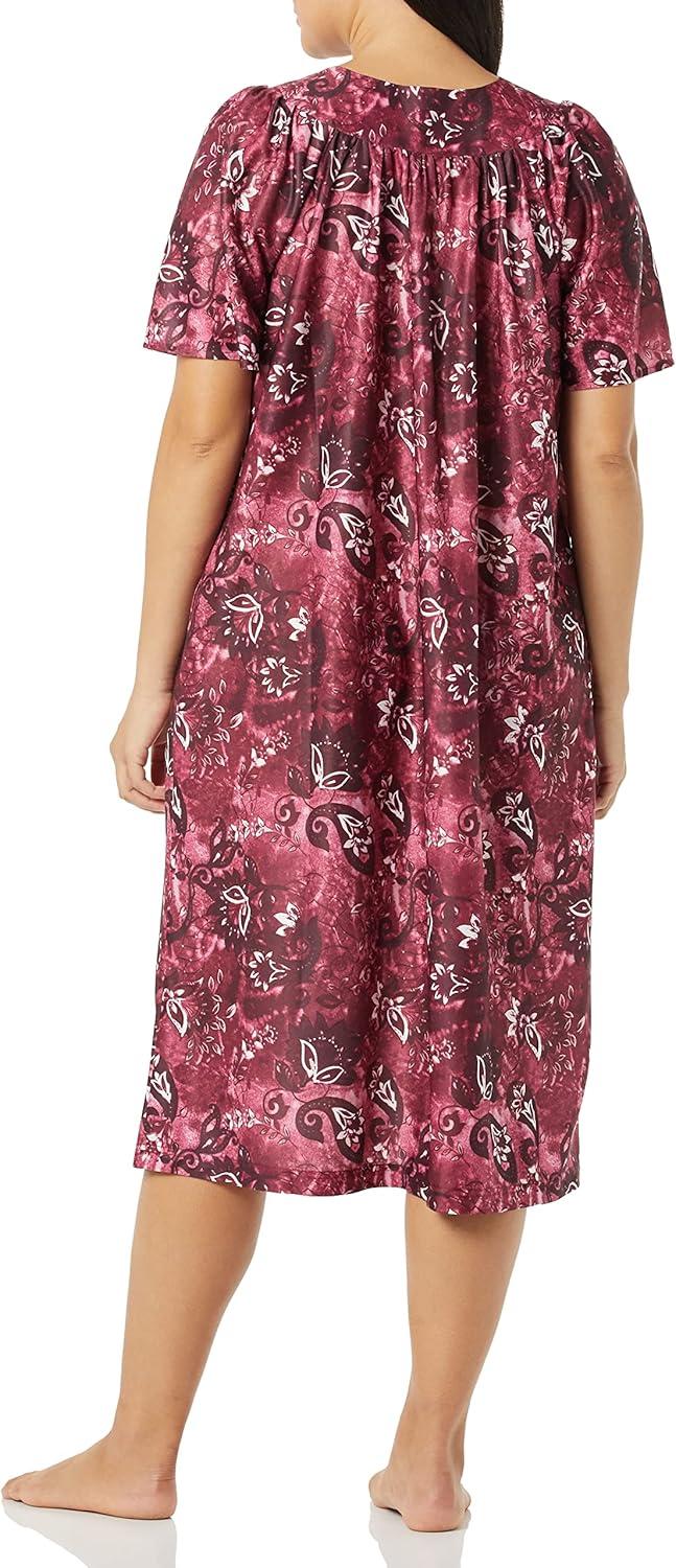 imageAmeriMark Casual Womens Patio Muumuu House Dress Loose Comfortable Short Sleeve Sun Dress Lounger Gown Sleepwear for LadiesWine Paisley