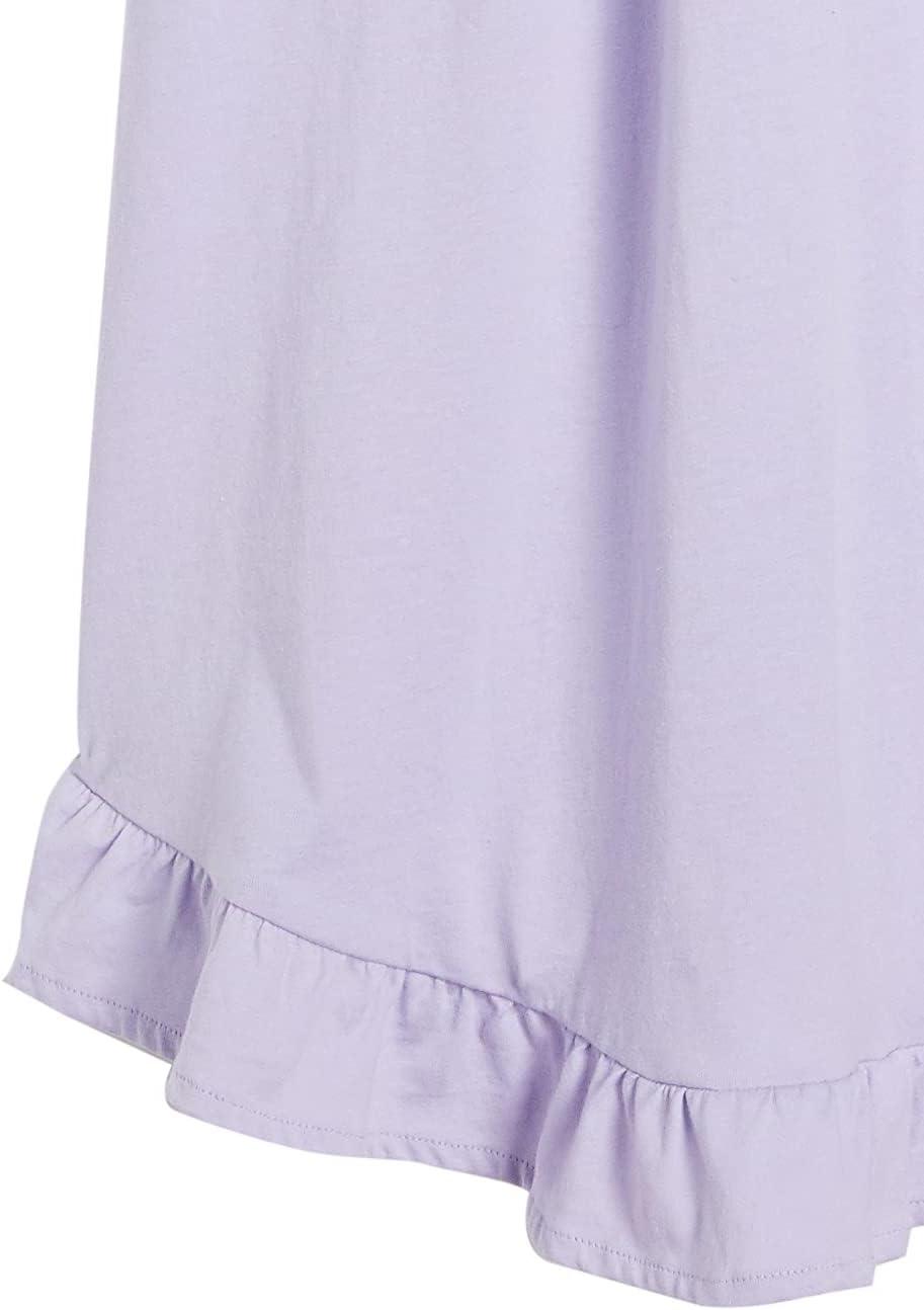 imageAmeriMark Womens Embroidered Knit Night Gown Long Partial Button Front Dress Mid CalfLavender