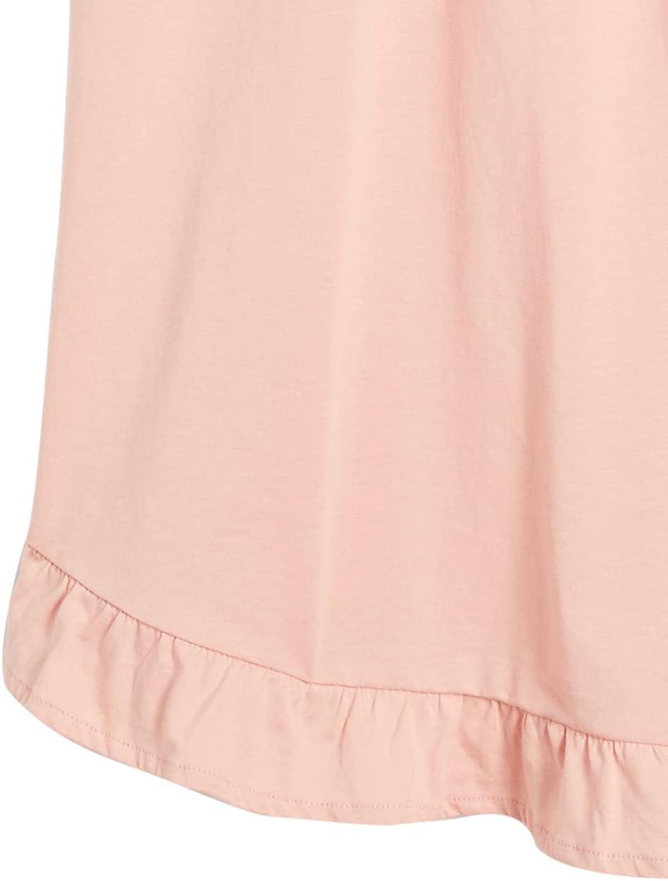 imageAmeriMark Womens Embroidered Knit Night Gown Long Partial Button Front Dress Mid CalfPetal Pink