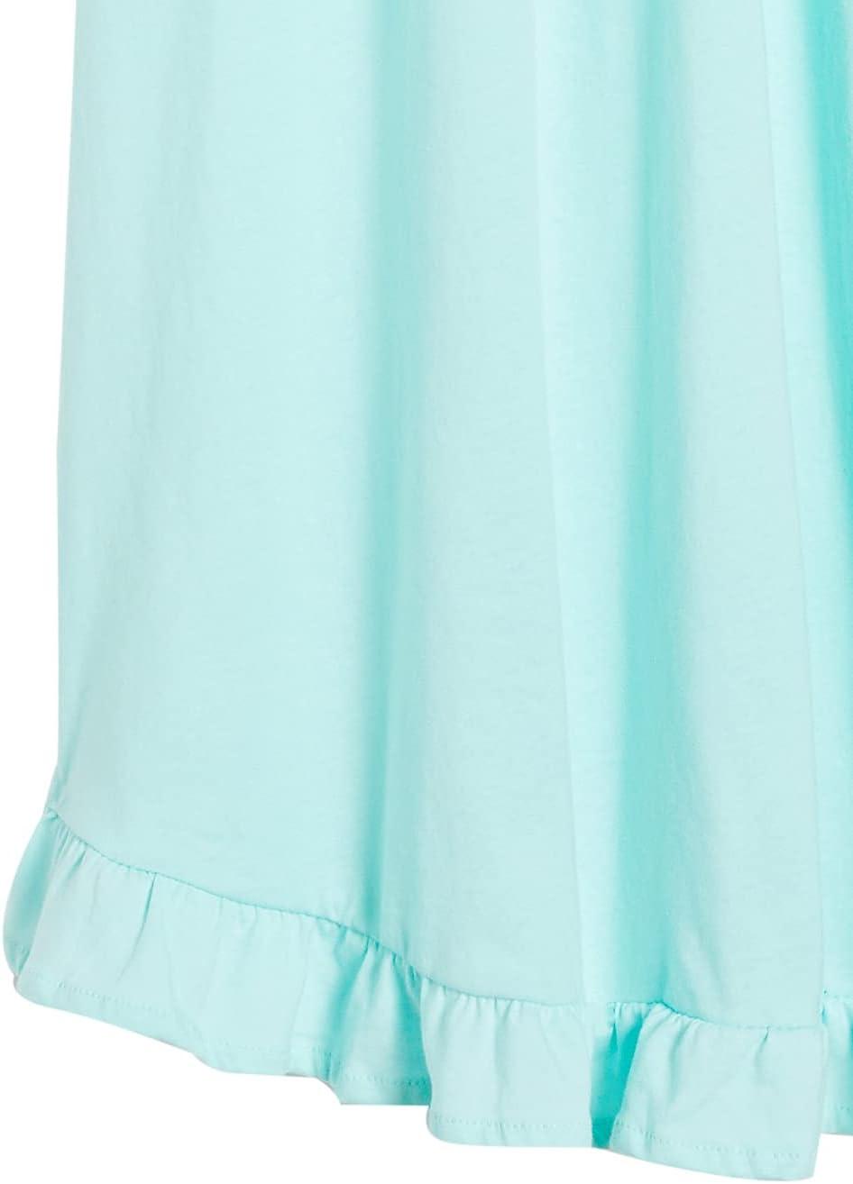 imageAmeriMark Womens Embroidered Knit Night Gown Long Partial Button Front Dress Mid CalfSeaglass