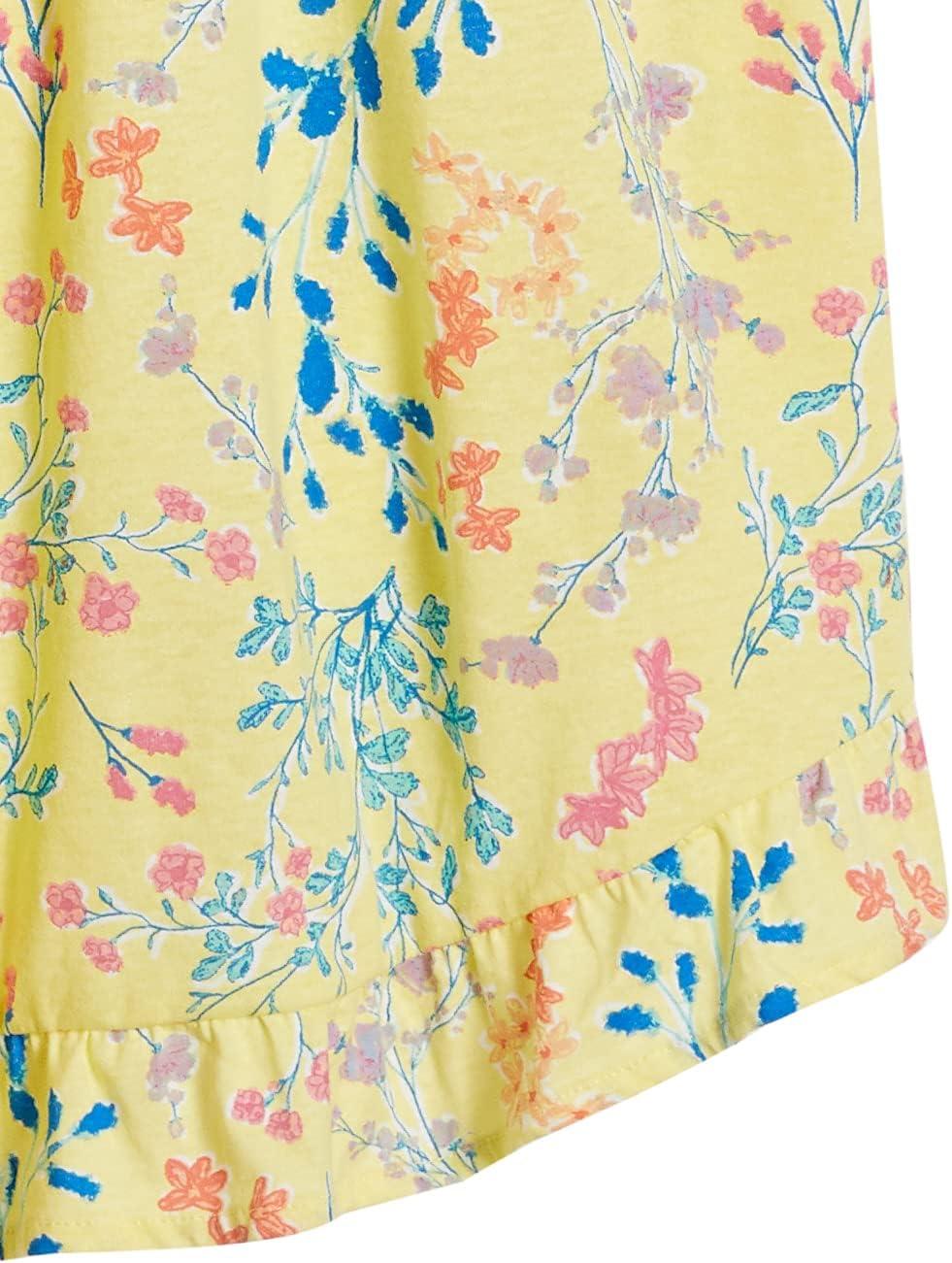 imageAmeriMark Womens Embroidered Knit Night Gown Long Partial Button Front Dress Mid CalfYellow Print