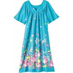 AmeriMark Casual Women’s Patio Muumuu House Dress Loose Comfortable Short Sleeve Sun Dress Lounger Gown Sleepwear for Ladies(Spearmint)