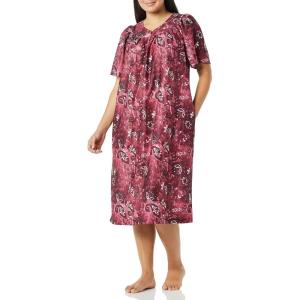AmeriMark Casual Women’s Patio Muumuu House Dress Loose Comfortable Short Sleeve Sun Dress Lounger Gown Sleepwear for Ladies(Wine Paisley)