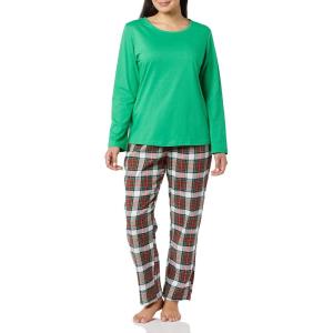 AmeriMark Women’s 2-Piece Flannel Pajama Set Nightwear for Sleeping Long Sleeve Cotton Loungewear Top and PJ Pants Sleepwear(Moss)