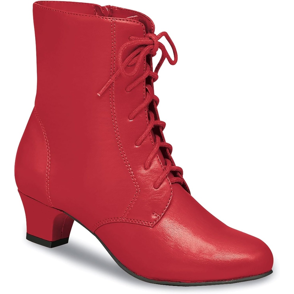 image:imageAmeriMark Jada Lace Up Ankle Boots Low Heeled Boots for WomenRed