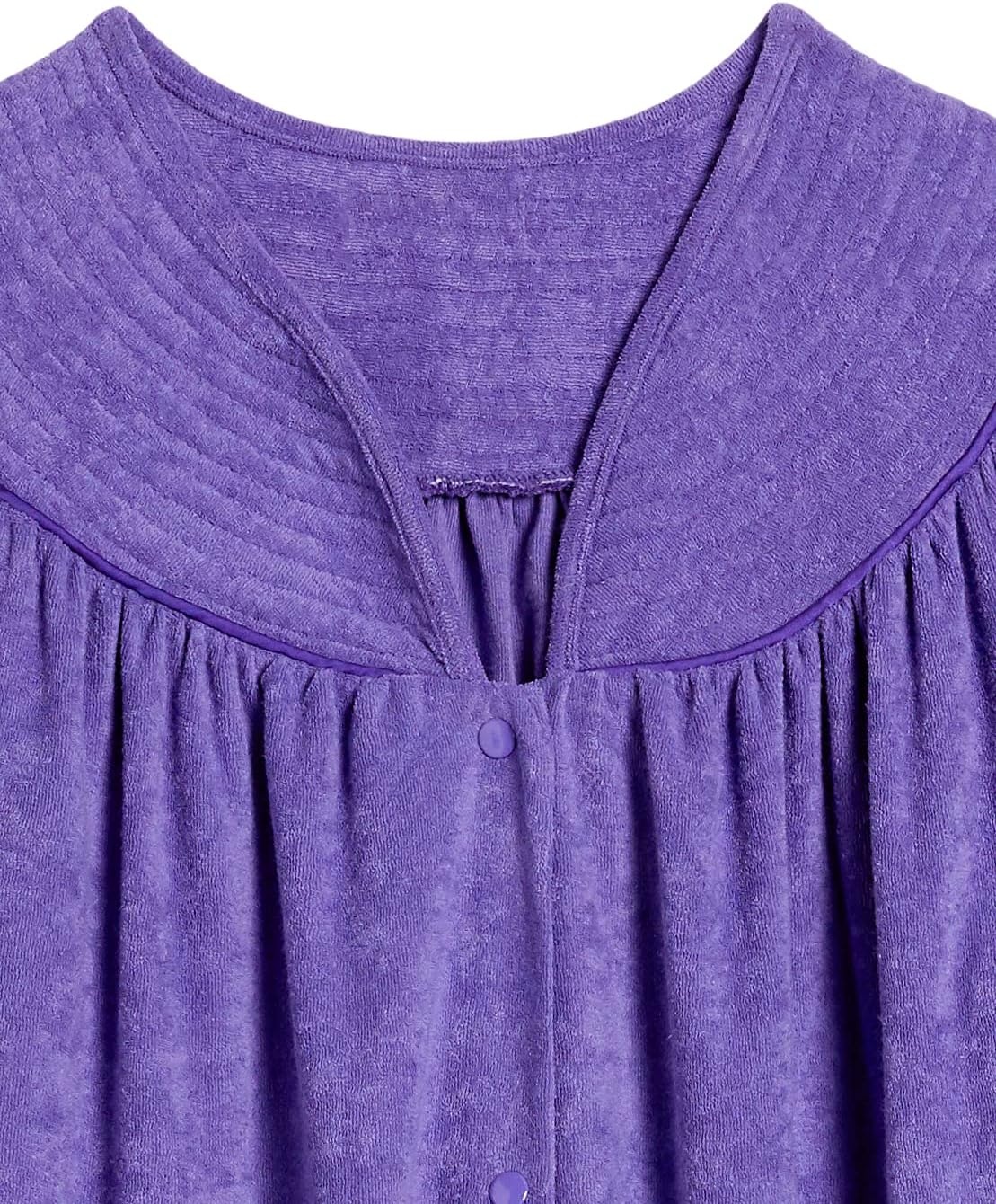 image:imageAmeriMark Women FullLength Snap Front Terrycloth Long Bathrobe Loose Absorbent FullCoverage Plush Long Ankle Bath RobePurple