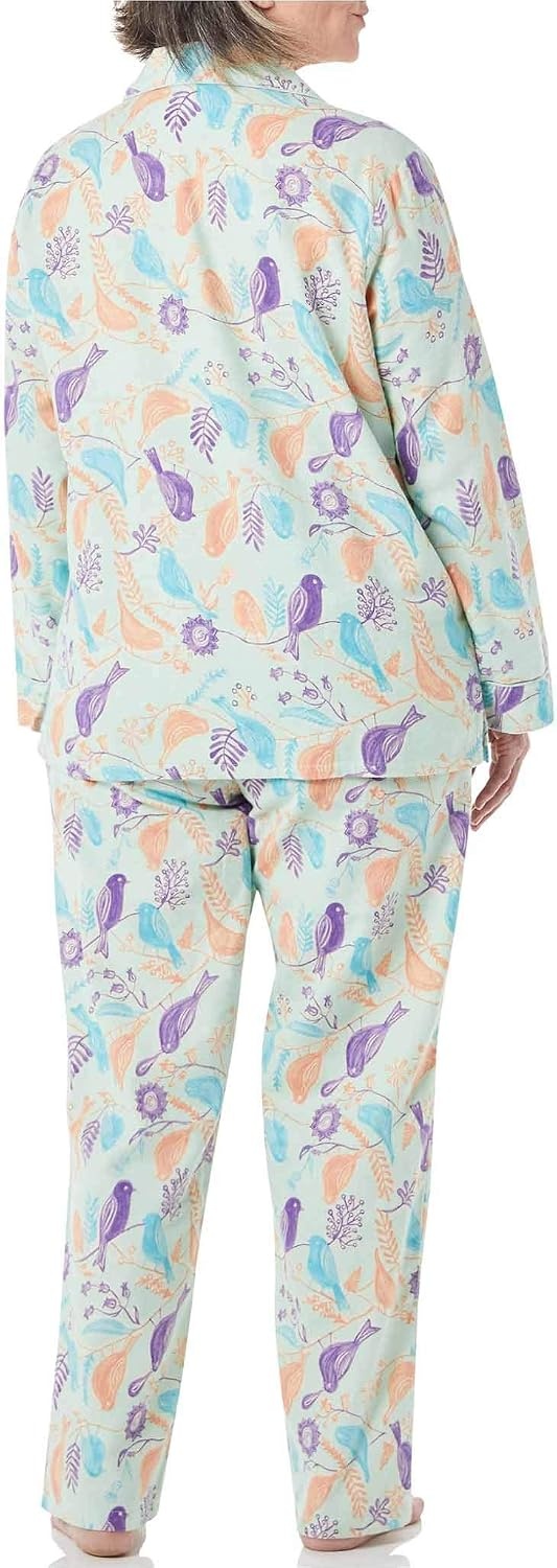 image:imageAmeriMark Cozee Corner Printed Flannel Pajama SetMint Birds