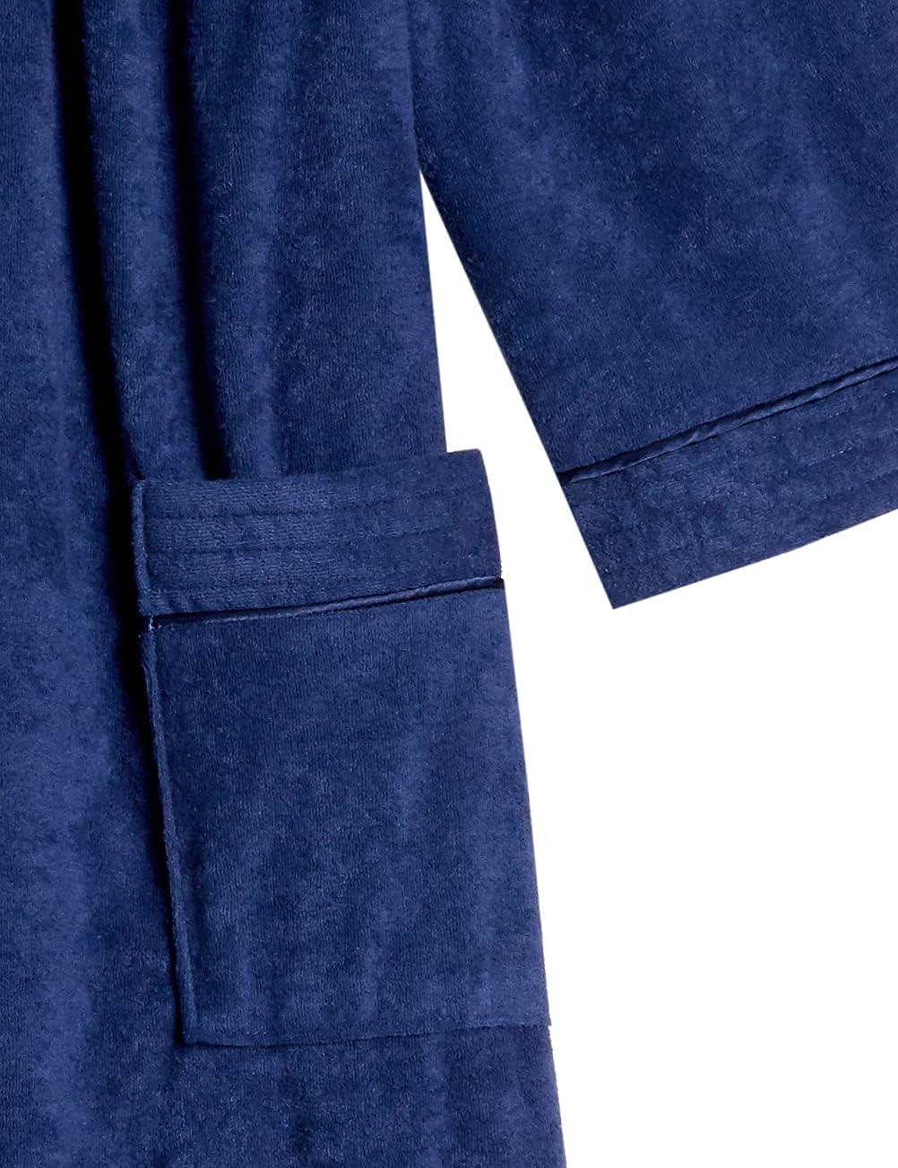 image:imageAmeriMark Women FullLength Snap Front Terrycloth Long BathrobeNavy