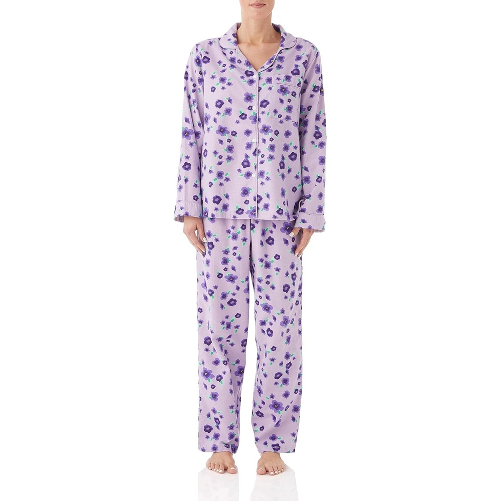 image:imageAmeriMark Cozee Corner Printed Flannel Pajama SetPurple Floral