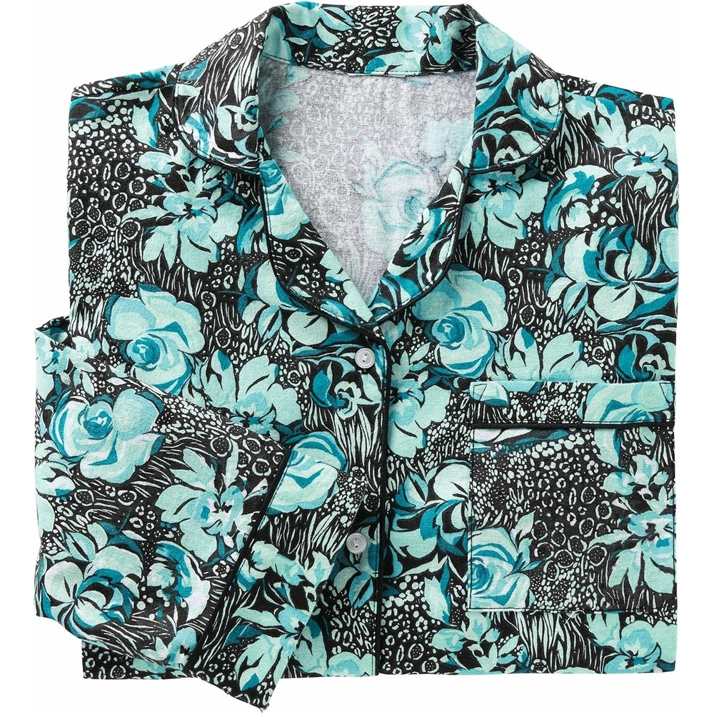 image:imageAmeriMark Cozee Corner Printed Flannel Pajama SetTeal Floral