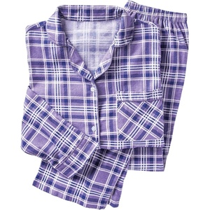 AmeriMark Cozee Corner Printed Flannel Pajama Set(Lilac Plaid)