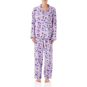 AmeriMark Cozee Corner Printed Flannel Pajama Set(Purple Floral)
