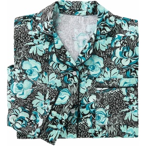 AmeriMark Cozee Corner Printed Flannel Pajama Set(Teal Floral)